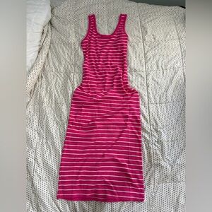 Fashion Nova Pink Striped Midi Dress